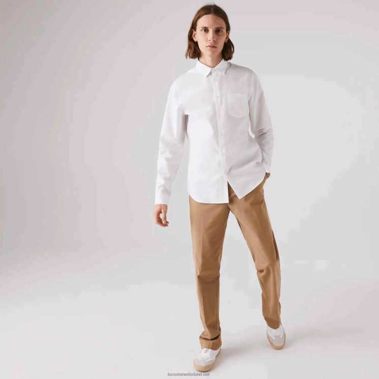 Lacoste regular-fit katoenen popeline overhemd 0828H1614 wit 001 Heren