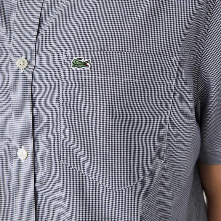 Lacoste regular-fit overhemd met gingangruit 0828H1552 wit marineblauw 522 Heren
