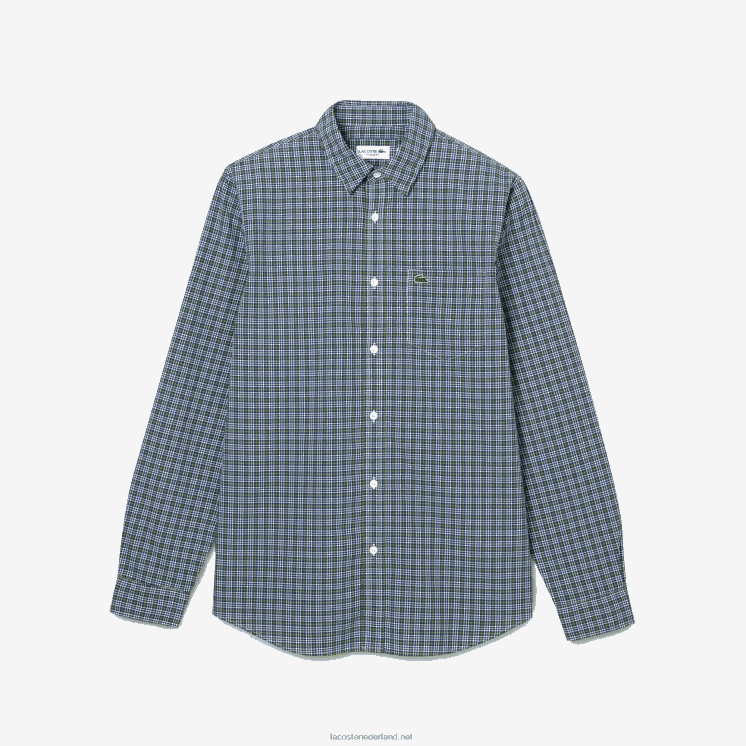 Lacoste regular fit overhemd met ruitjesprint 0828H1609 wit zwart groen tav Heren