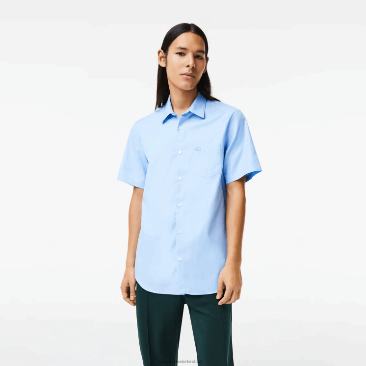 Lacoste regular fit overhemd van effen katoen 0828H1562 blauwe hbp Heren