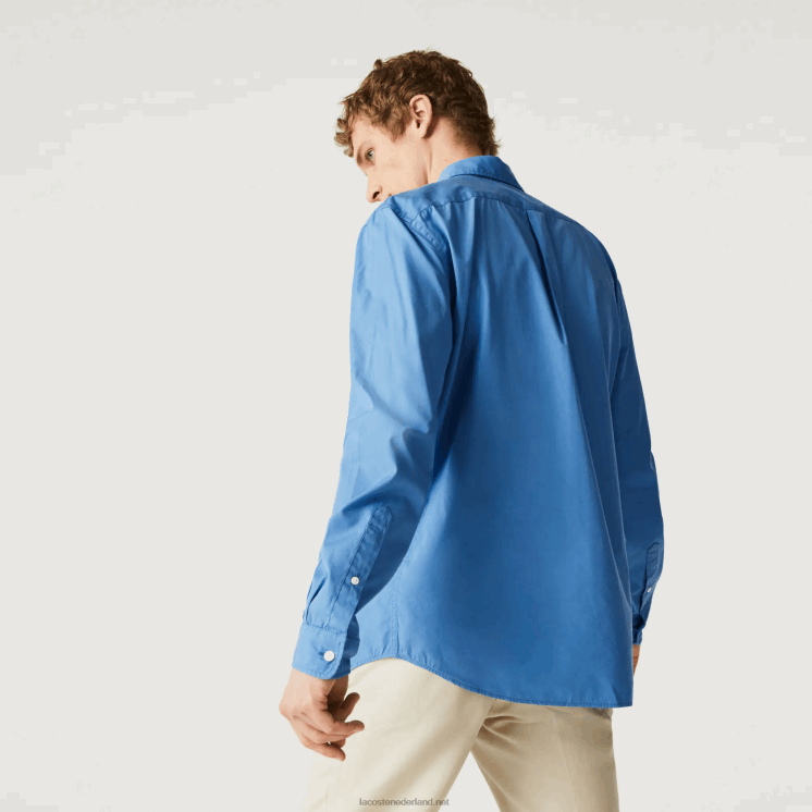 Lacoste regular fit popeline overhemd van een katoenmix 0828H1652 blauw 776 Heren