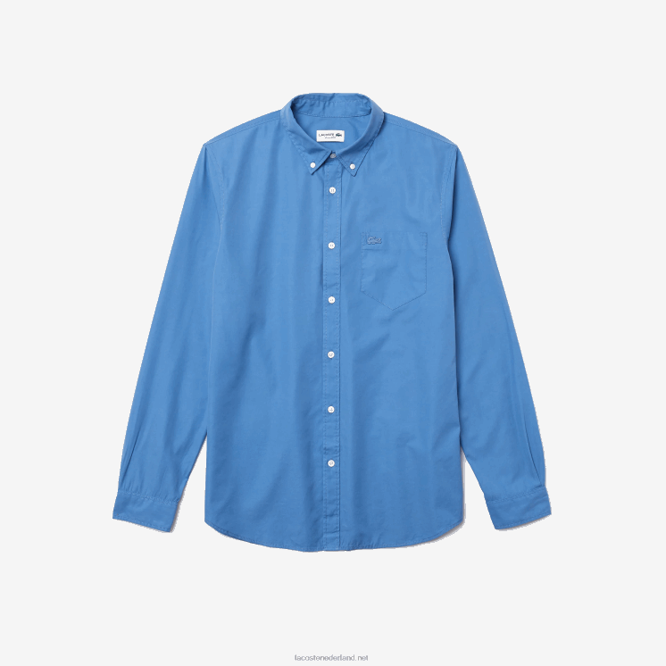 Lacoste regular fit popeline overhemd van een katoenmix 0828H1652 blauw 776 Heren