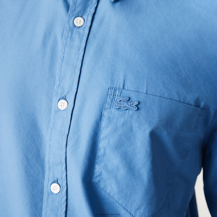 Lacoste regular fit popeline overhemd van een katoenmix 0828H1652 blauw 776 Heren