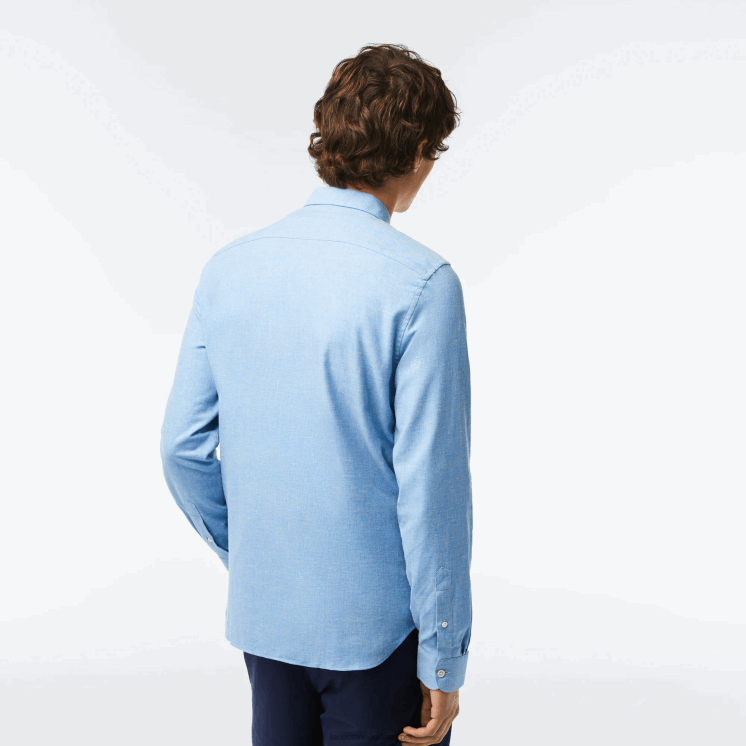 Lacoste slim fit katoenen chambray overhemd 0828H1520 blauw wit fv2 Heren