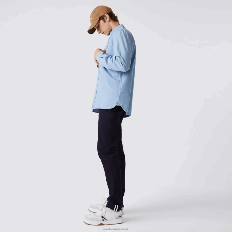 Lacoste slim fit katoenen chambray overhemd 0828H1572 blauw uex Heren