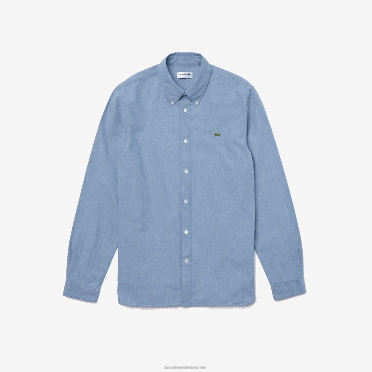 Lacoste slim fit katoenen chambray overhemd 0828H1572 blauw uex Heren