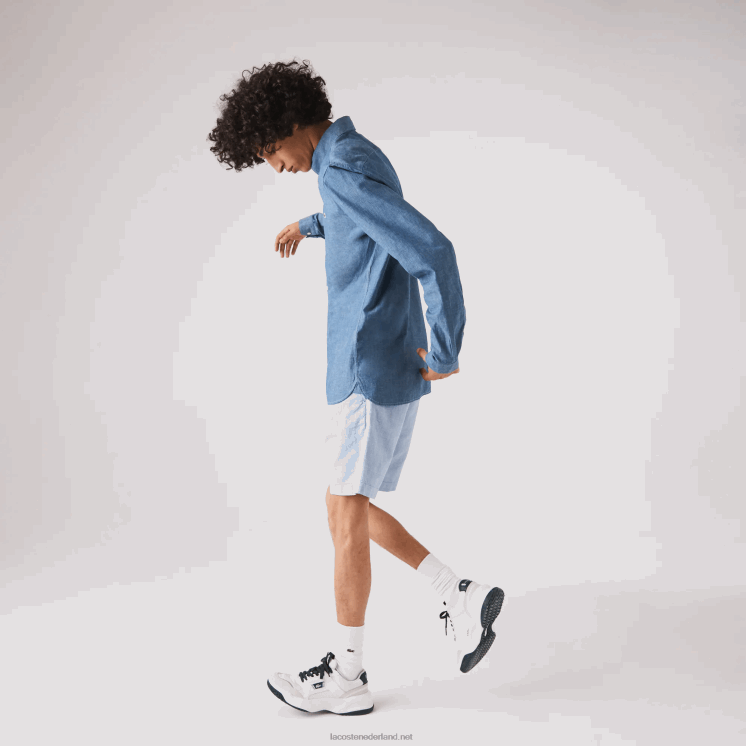 Lacoste slim fit katoenen chambray overhemd 0828H1573 blauwe cdz Heren