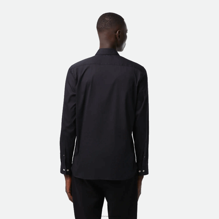 Lacoste slim fit katoenen popeline overhemd met franse kraag 0828H1437 zwart 031 Heren