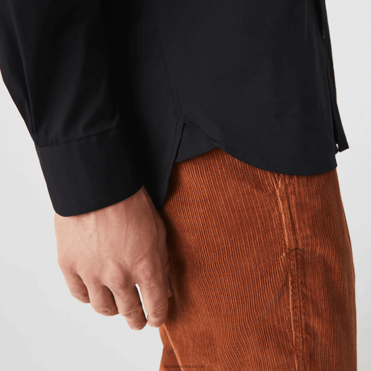Lacoste slim fit katoenen popeline overhemd met franse kraag 0828H1437 zwart 031 Heren