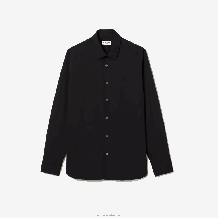 Lacoste slim fit katoenen popeline overhemd met franse kraag 0828H1437 zwart 031 Heren