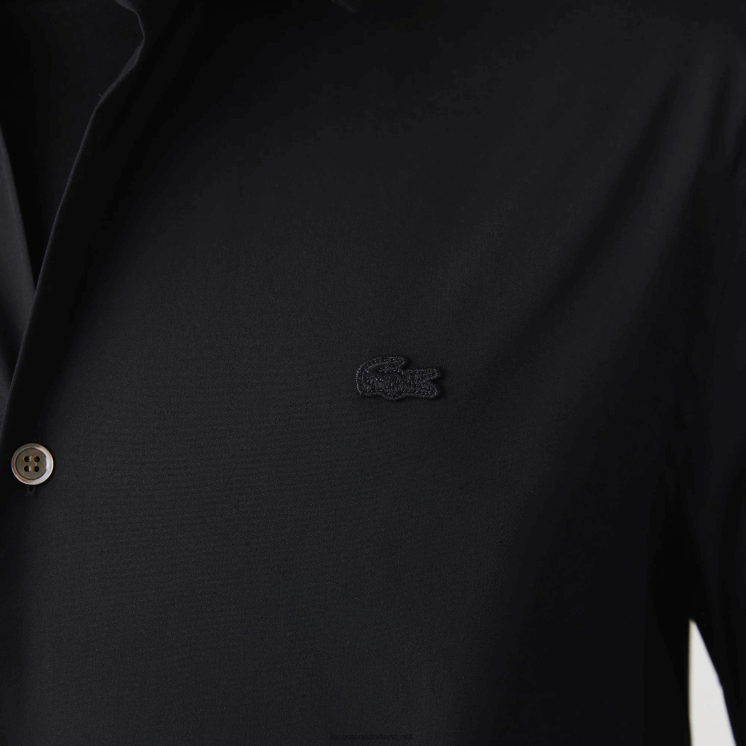 Lacoste slim fit katoenen popeline overhemd met franse kraag 0828H1437 zwart 031 Heren