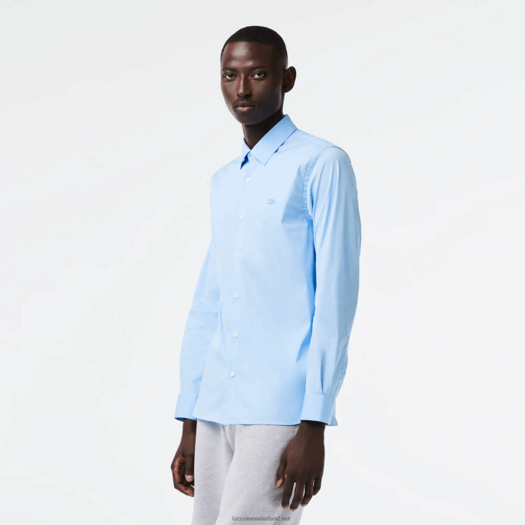 Lacoste slim fit katoenen popeline overhemd met franse kraag 0828H1439 blauwe hbp Heren