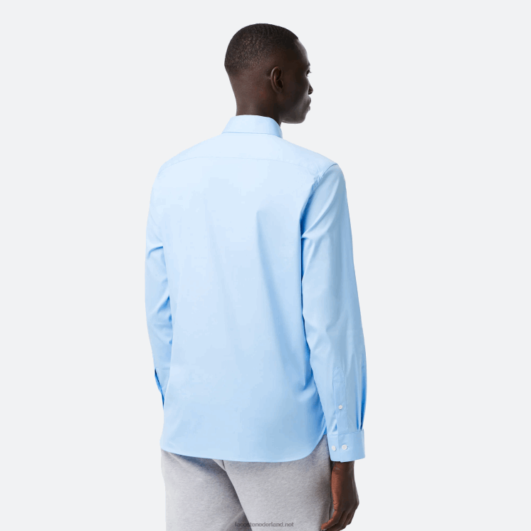 Lacoste slim fit katoenen popeline overhemd met franse kraag 0828H1439 blauwe hbp Heren