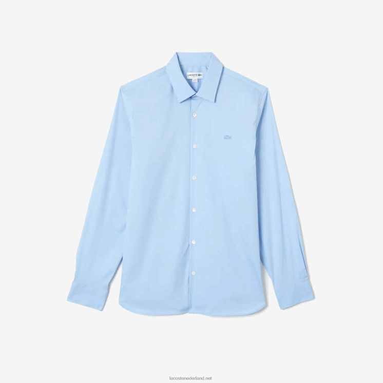 Lacoste slim fit katoenen popeline overhemd met franse kraag 0828H1439 blauwe hbp Heren