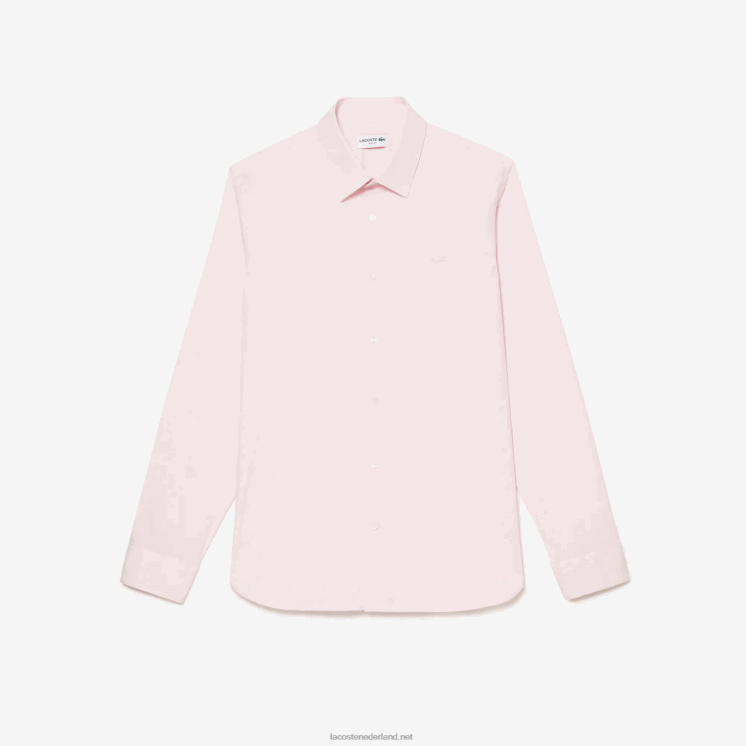 Lacoste slim fit katoenen popeline overhemd met franse kraag 0828H1440 licht roze adi Heren