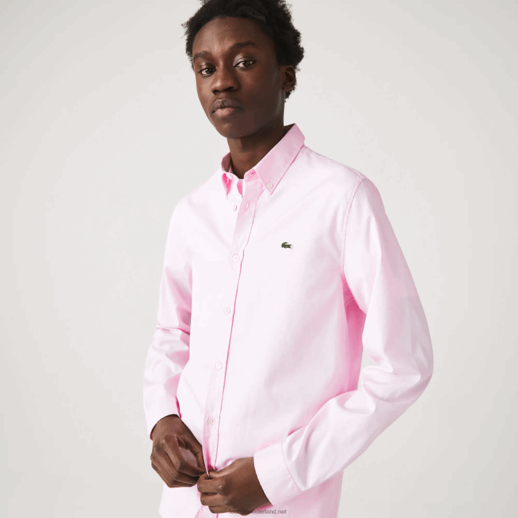 Lacoste slim fit overhemd van premium katoen 0828H1649 licht roze adi Heren