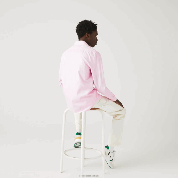 Lacoste slim fit overhemd van premium katoen 0828H1649 licht roze adi Heren