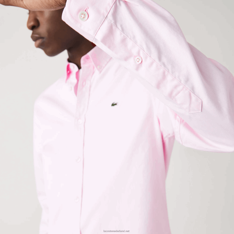 Lacoste slim fit overhemd van premium katoen 0828H1649 licht roze adi Heren