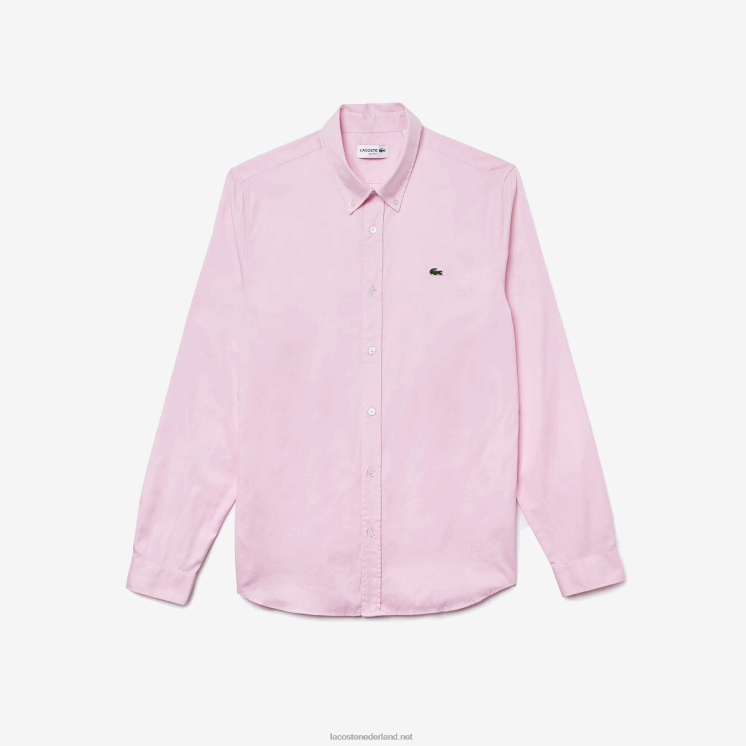 Lacoste slim fit overhemd van premium katoen 0828H1649 licht roze adi Heren