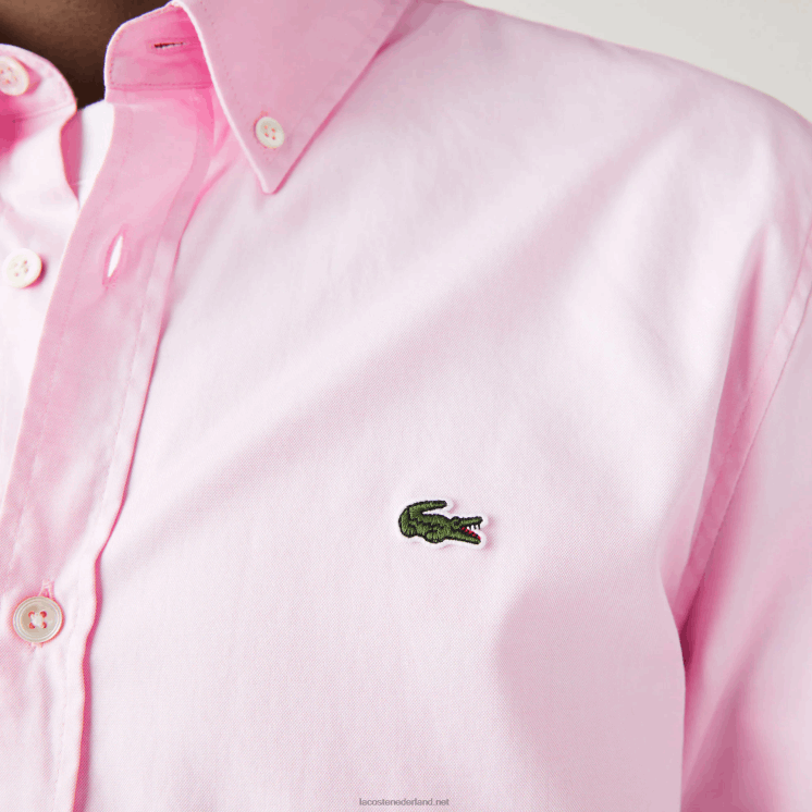 Lacoste slim fit overhemd van premium katoen 0828H1649 licht roze adi Heren