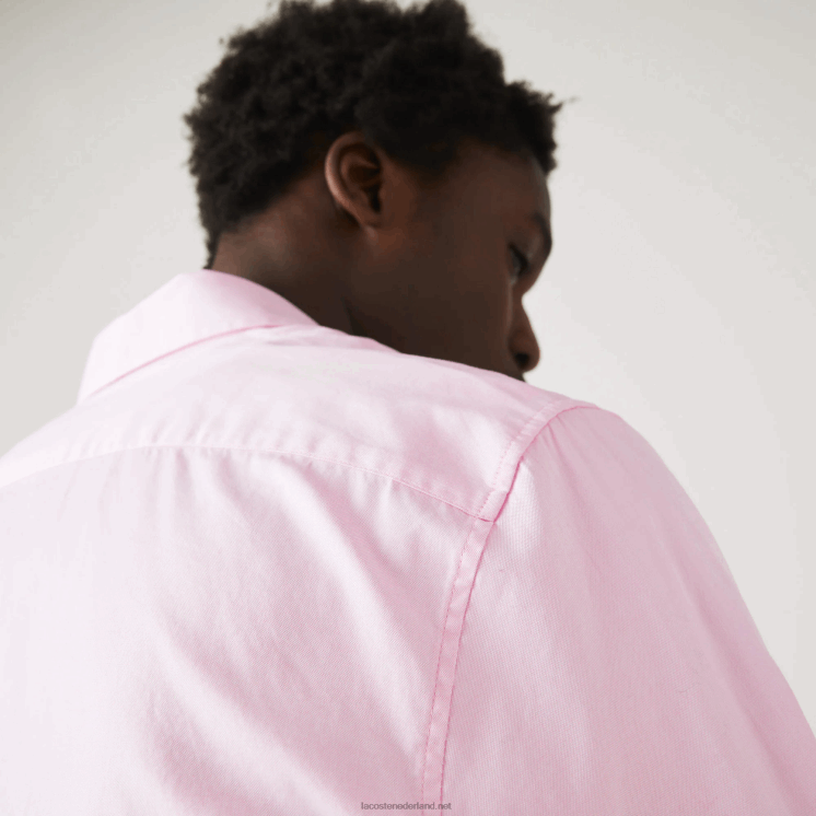 Lacoste slim fit overhemd van premium katoen 0828H1649 licht roze adi Heren