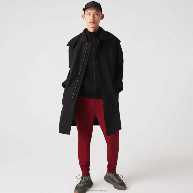 Lacoste afneembare capuchon knielange waterafstotende parka 0828H1273 zwart 031 Heren