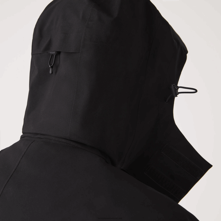 Lacoste afneembare capuchon knielange waterafstotende parka 0828H1273 zwart 031 Heren
