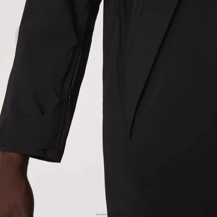 Lacoste afneembare capuchon knielange waterafstotende parka 0828H1273 zwart 031 Heren