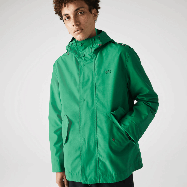 Lacoste korte parka met capuchon van een waterafstotende katoenmix 0828H1313 groene lm Heren