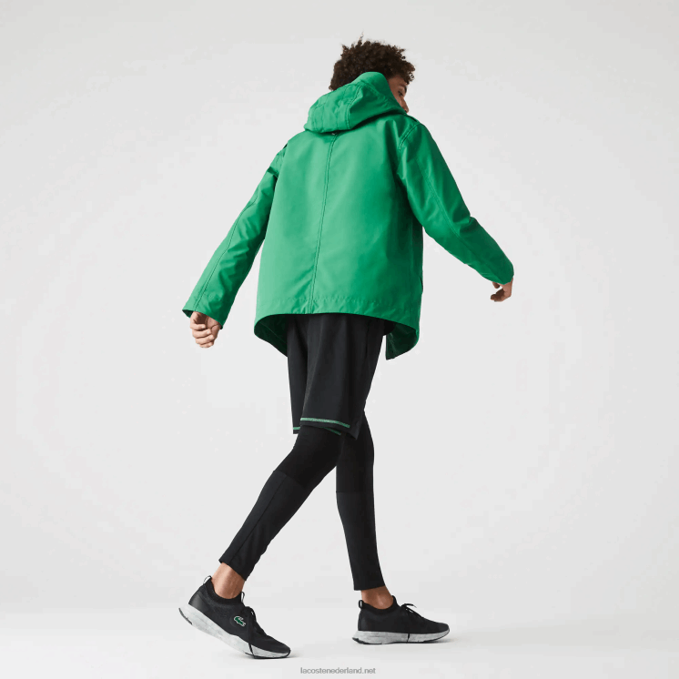 Lacoste korte parka met capuchon van een waterafstotende katoenmix 0828H1313 groene lm Heren