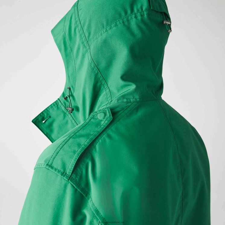 Lacoste korte parka met capuchon van een waterafstotende katoenmix 0828H1313 groene lm Heren