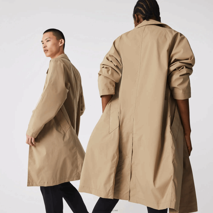 Lacoste lange, lichte, waterafstotende parka met knopen 0828H1286 beige c5u Heren