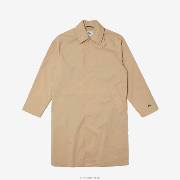 Lacoste lange, lichte, waterafstotende parka met knopen 0828H1286 beige c5u Heren
