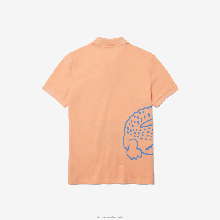 Lacoste Regular fit katoenen piqué polo met krokodillenprint 0828H647 lichtoranje heb Heren