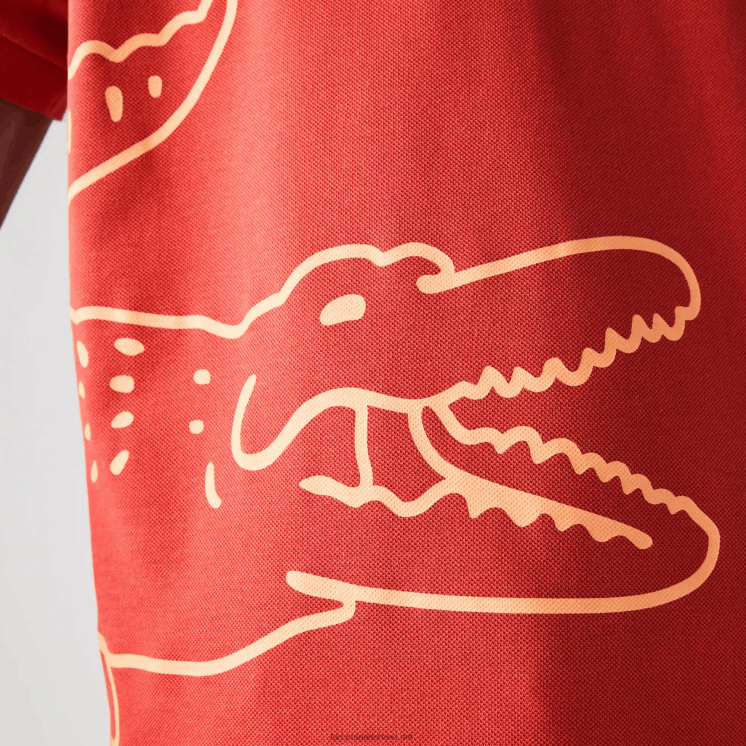 Lacoste Regular fit katoenen piqué polo met krokodillenprint 0828H648 rood 67g Heren
