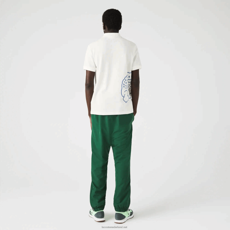 Lacoste Regular fit katoenen piqué polo met krokodillenprint 0828H649 wit 70v Heren