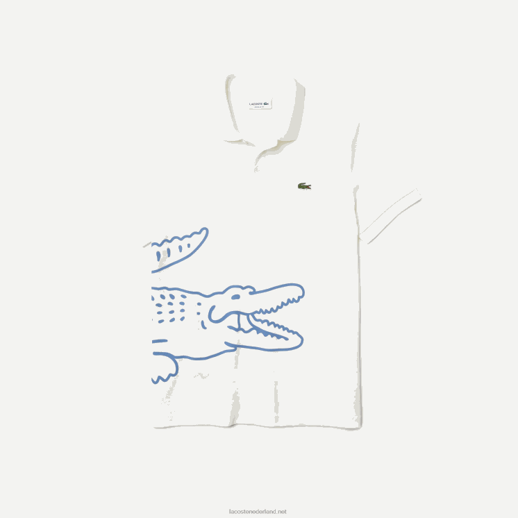 Lacoste Regular fit katoenen piqué polo met krokodillenprint 0828H649 wit 70v Heren