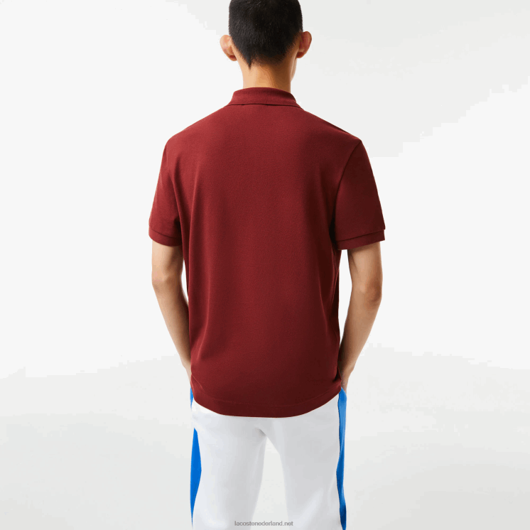Lacoste Regular fit petit piqué polo met contrasterende letters 0828H711 bordeaux zs1 Heren