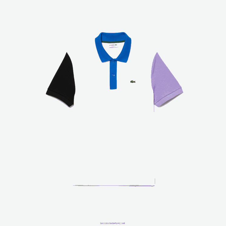 Lacoste Regular fit petit piqué polo van katoen met kleurvlakken 0828H559 wit zwart paars blauw luc Heren