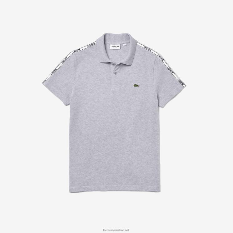 Lacoste Regular fit polo van stretchkatoen met merkbanden 0828H923 grijze chine ca Heren