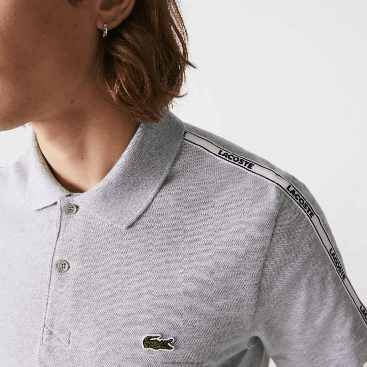 Lacoste Regular fit polo van stretchkatoen met merkbanden 0828H923 grijze chine ca Heren