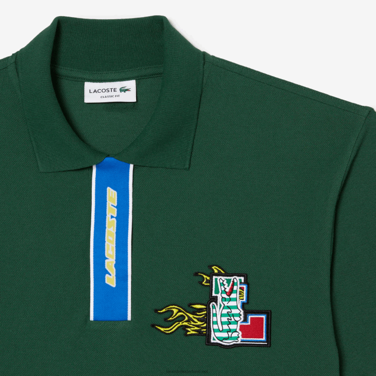 Lacoste contrasterende knopenlijst en polo met krokodillenbadge 0828H634 groen 132 Heren