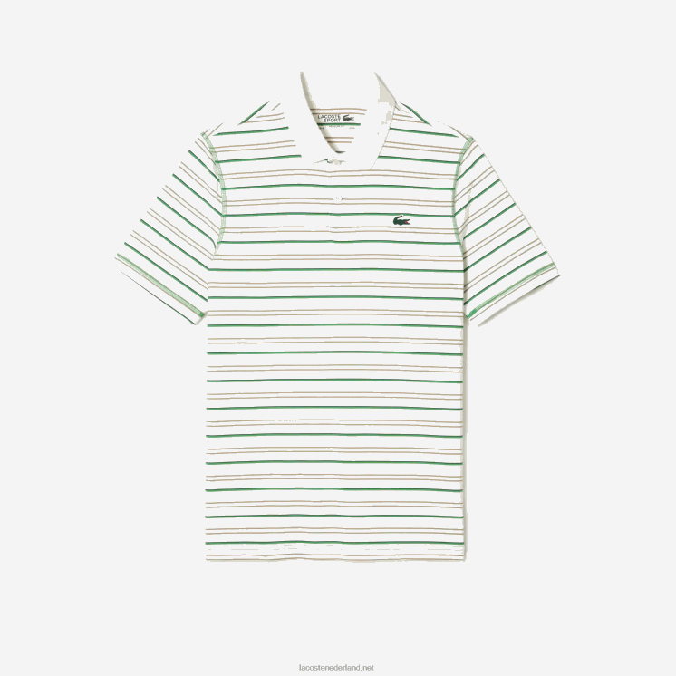 Lacoste golf gestreepte polo van gerecycled polyester 0828H114 wit beige marineblauw groen xiq Heren