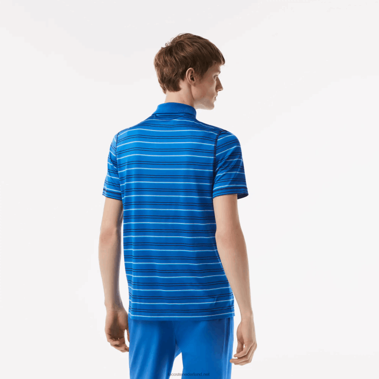 Lacoste golf gestreepte polo van gerecycled polyester 0828H115 marine wit blauw xip Heren