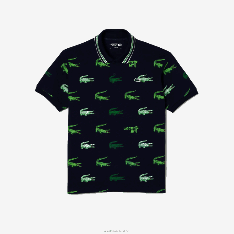 Lacoste golfpolo met krokodillenprint 0828H203 marineblauw wit groen xif Heren