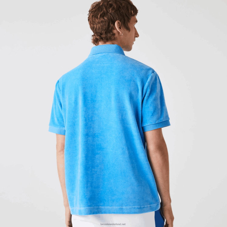 Lacoste katoenen fluwelen polo met klassieke pasvorm 0828H738 blauw 4xa Heren