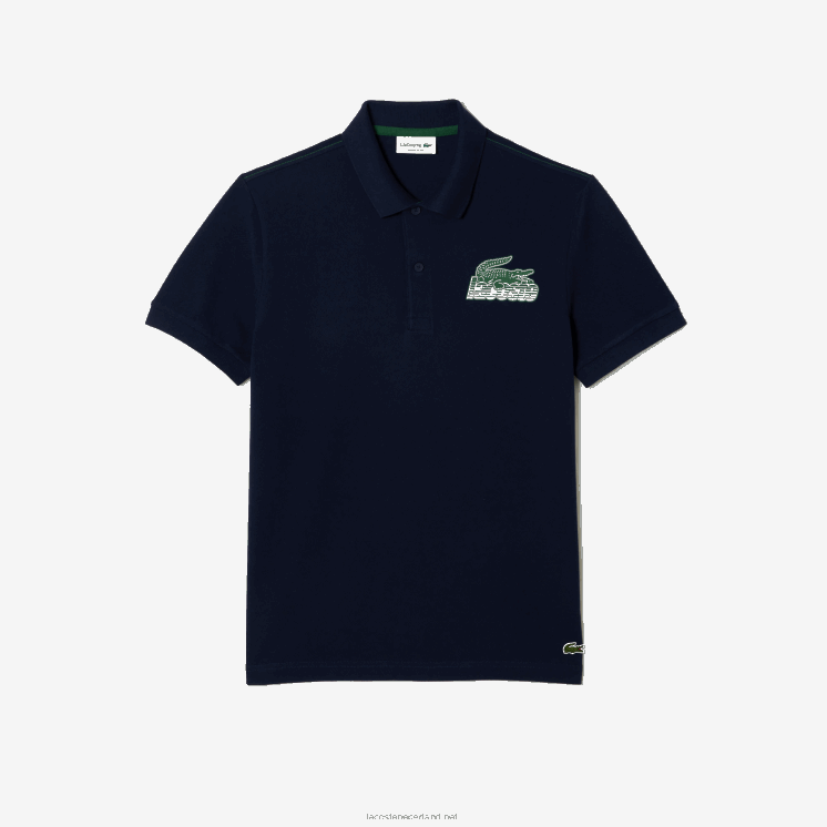 Lacoste katoenen mini piqué polo 0828H100 marineblauw 166 Heren