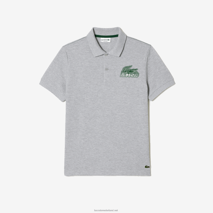 Lacoste katoenen mini piqué polo 0828H102 grijze chine ca Heren