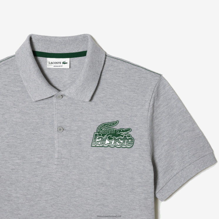 Lacoste katoenen mini piqué polo 0828H102 grijze chine ca Heren