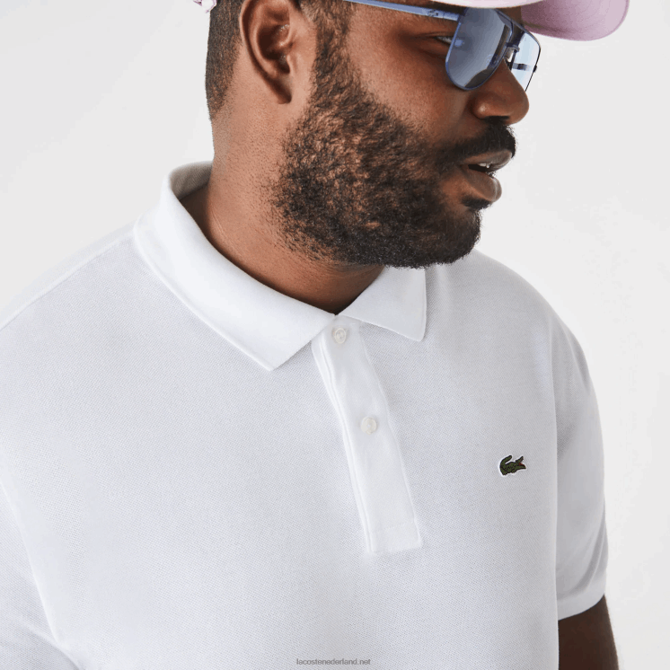 Lacoste katoenen petit piqué polo - grote maat - groot 0828H169 wit 001 Heren